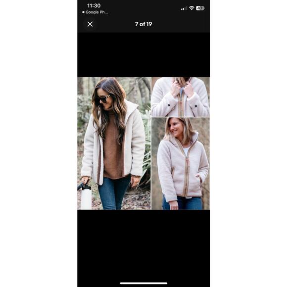 Patagonia Divided Sky Teddy Bear Pile Fleece Beige Full Zip Warm Cozy Jacket M - Picture 8 of 9